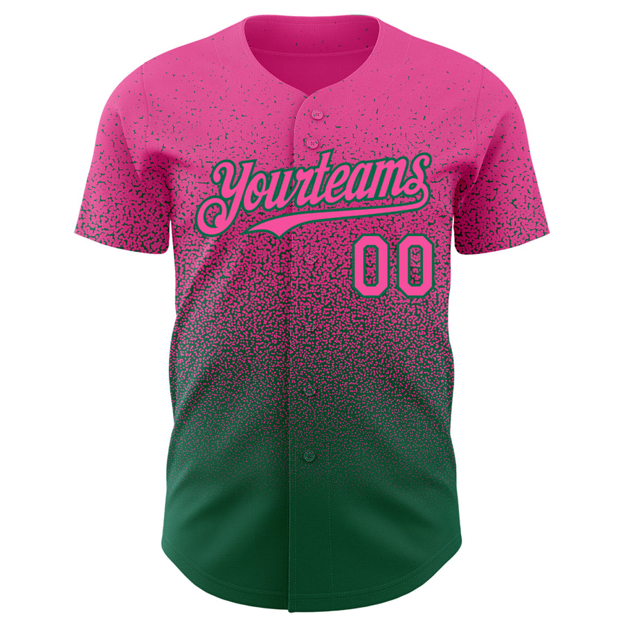 Custom Pink Kelly Green Authentic Fade Fashion Baseball Jersey