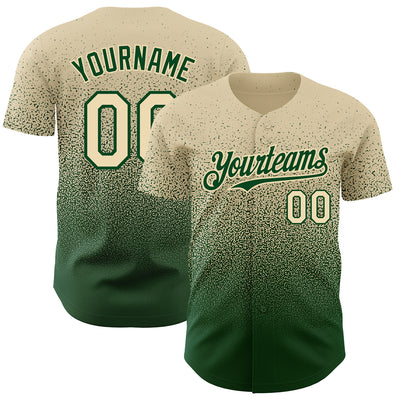 Custom Cream Green Authentic Fade Fashion Baseball Jersey