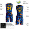 Custom Figure Gold-Royal Round Neck Sublimation Basketball Suit Jersey