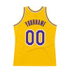 Custom Gold Purple-White Authentic Throwback Basketball Jersey