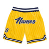 Custom Gold White Pinstripe Navy-White Authentic Basketball Shorts