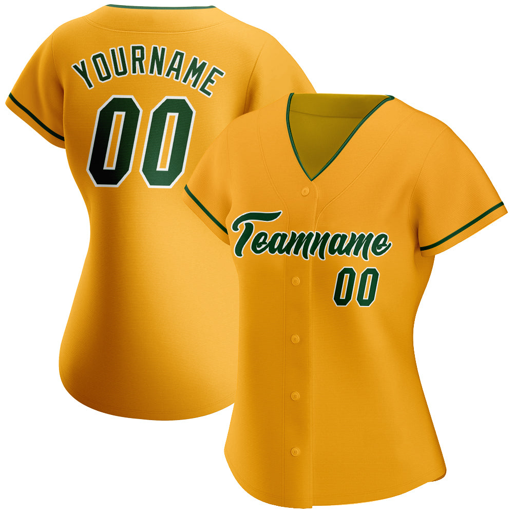 Custom Green White Strip White-Gold Authentic Baseball Jersey Discount -  FansIdea