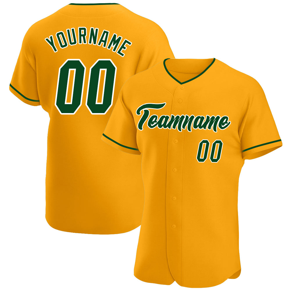 Custom Green White Strip White-Gold Authentic Baseball Jersey Discount -  FansIdea