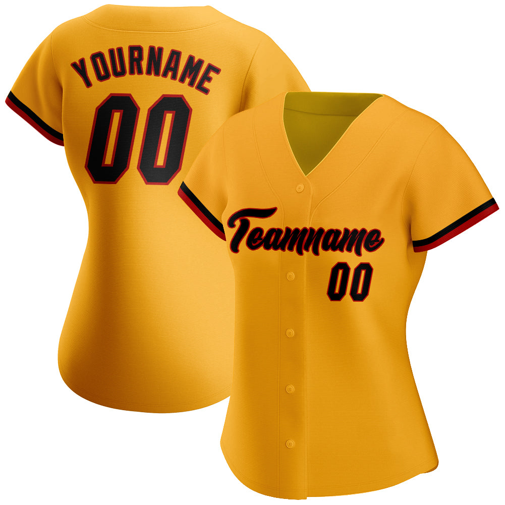 Custom Yellow Red-Black Authentic Baseball Jersey