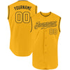 Custom Gold Gold-Black Authentic Sleeveless Baseball Jersey