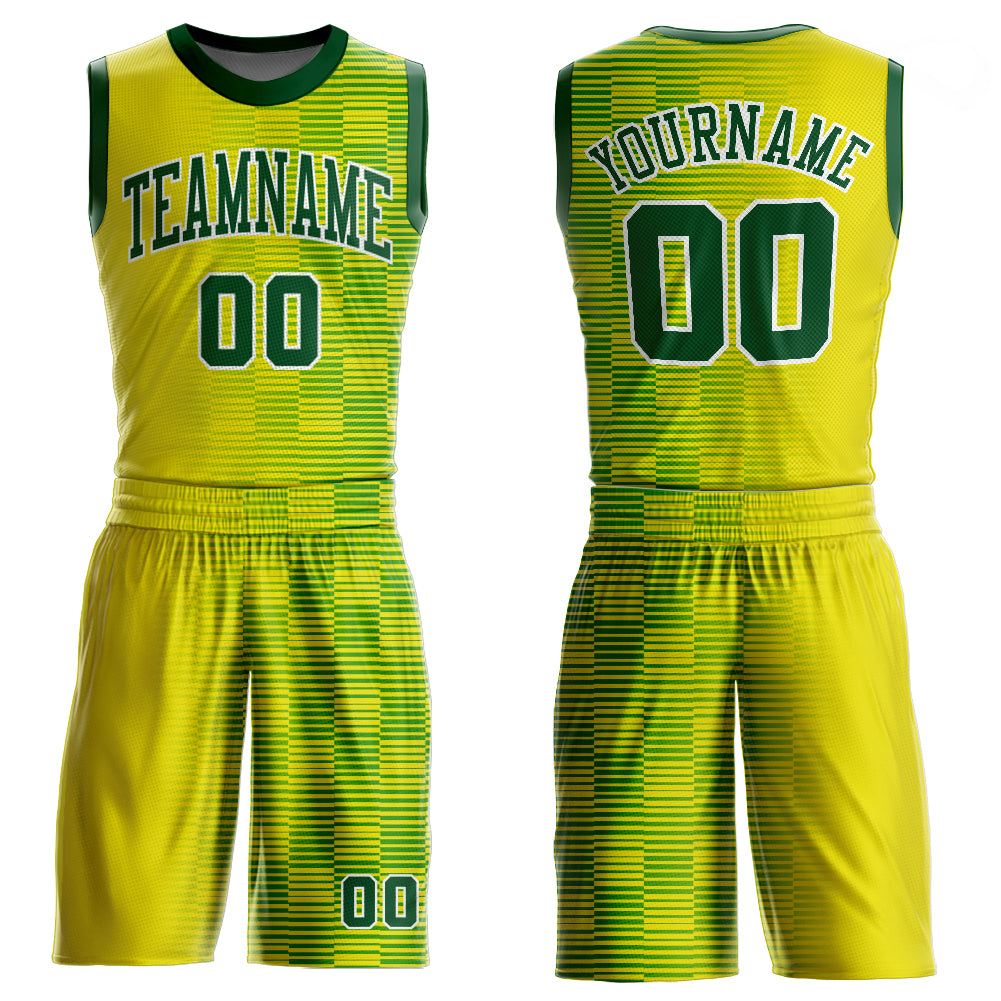 Custom Suit Basketball Suit Jersey Neon Green Navy Round Neck Sublimation Basketball  Jersey - FansIdea