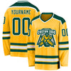 Custom Gold Green-White Hockey Jersey