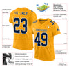 Custom Gold Navy-White Mesh Authentic Football Jersey