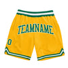 Custom Gold Kelly Green-White Authentic Throwback Basketball Shorts