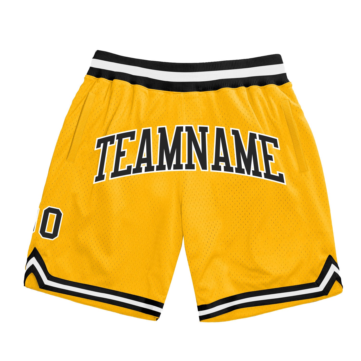 Custom Gold Basketball Shorts Black-White Authentic Throwback - FansIdea