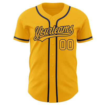 Custom Gold Gold-Navy Authentic Baseball Jersey