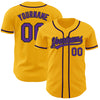 Custom Gold Purple-Black Authentic Baseball Jersey