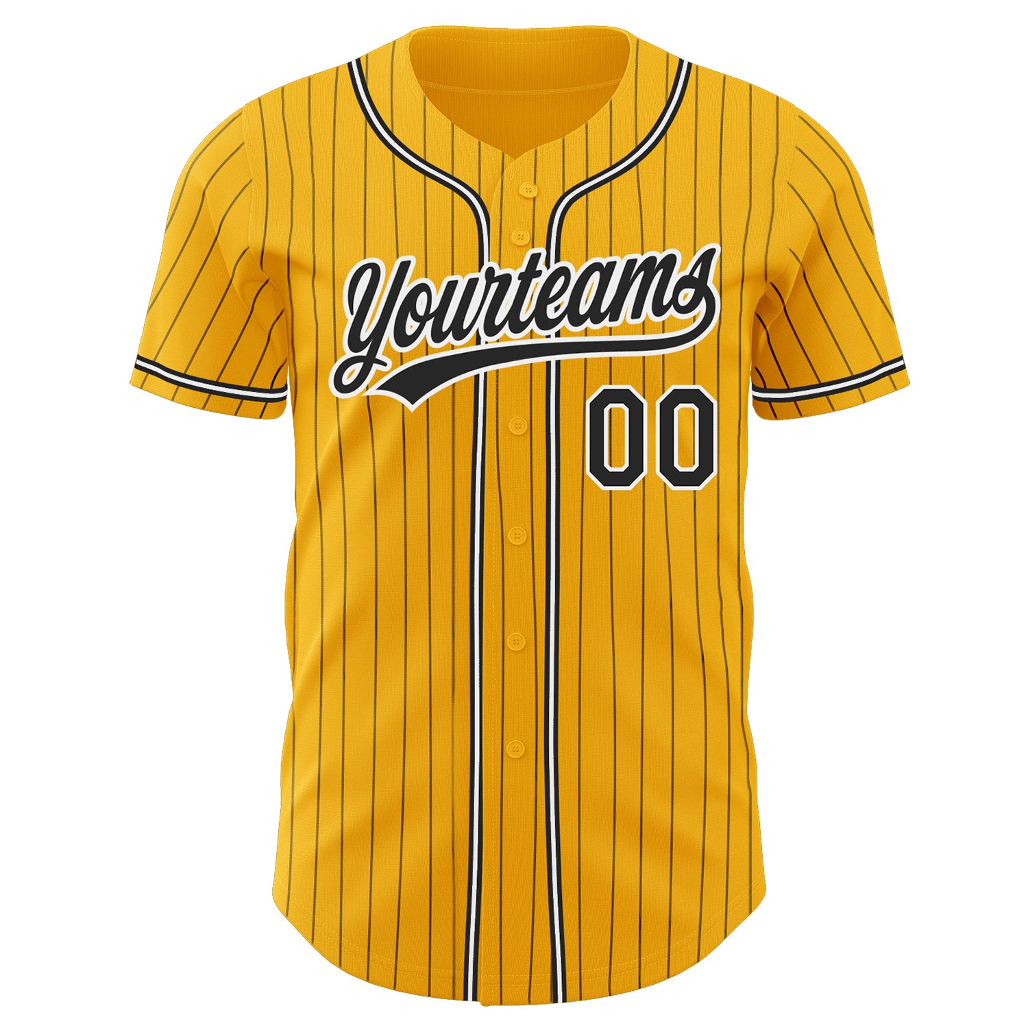 Custom Baseball Jersey Gold Black Pinstripe Black-White Authentic Youth Size:M