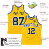 Custom Gold White Pinstripe Royal Authentic Basketball Jersey