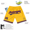 Custom Gold Royal-Orange Authentic Throwback Basketball Shorts