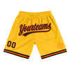 Custom Gold Black-Orange Authentic Throwback Basketball Shorts