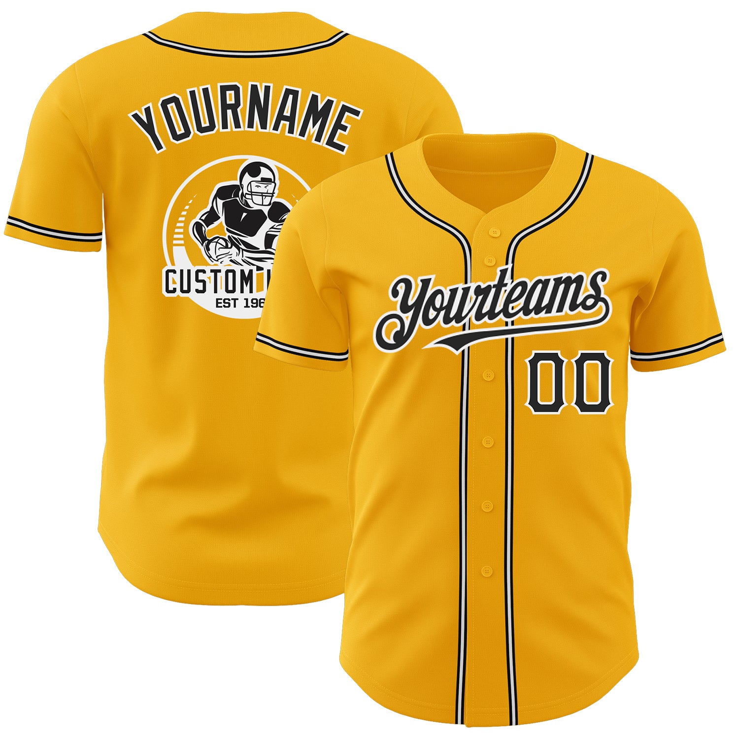 Custom Black Gold-White Authentic Baseball Jersey Discount