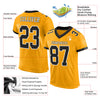 Custom Gold Black-White Mesh Authentic Football Jersey