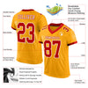 Custom Gold Red-White Mesh Authentic Football Jersey