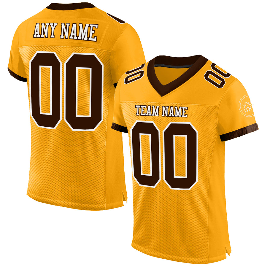 brown and gold football jersey