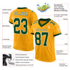 Custom Gold Green-White Mesh Authentic Football Jersey