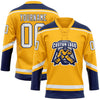 Custom Gold White-Navy Hockey Lace Neck Jersey