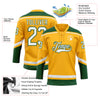 Custom Gold White-Green Hockey Lace Neck Jersey