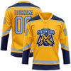 Custom Gold Light Blue-Navy Hockey Lace Neck Jersey