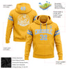 Custom Stitched Gold Light Blue-White Football Pullover Sweatshirt Hoodie