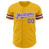 Custom Gold Purple-White Authentic Baseball Jersey