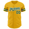 Custom Gold Green-White Authentic Baseball Jersey