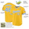 Custom Gold Light Blue-White Authentic Throwback Baseball Jersey