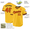 Custom Gold Orange-Black Authentic Throwback Baseball Jersey