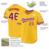 Custom Gold Maroon-White Authentic Throwback Baseball Jersey