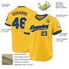 Custom Gold Blue-Black Authentic Throwback Baseball Jersey