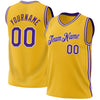 Custom Gold Purple-White Authentic Throwback Basketball Jersey