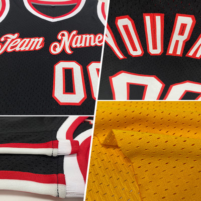 Custom Gold Blue-Black Authentic Throwback Basketball Jersey