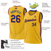 Custom Gold Royal-Orange Authentic Throwback Basketball Jersey