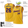 Custom Gold Royal-Red Authentic Throwback Basketball Jersey