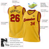 Custom Gold Red-Black Authentic Throwback Basketball Jersey