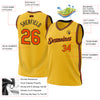 Custom Gold Orange-Black Authentic Throwback Basketball Jersey