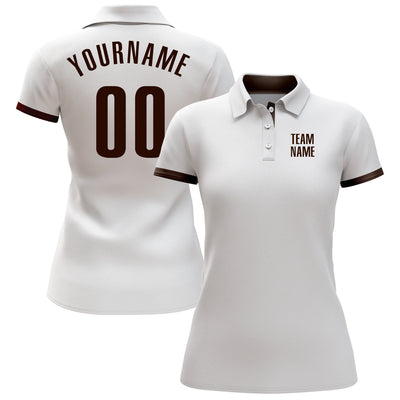 Custom White Brown Performance Golf Polo Shirt