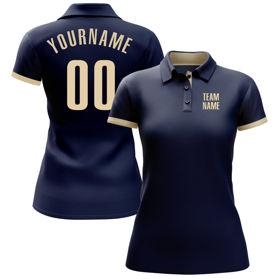 Custom Navy Cream Performance Golf Polo Shirt