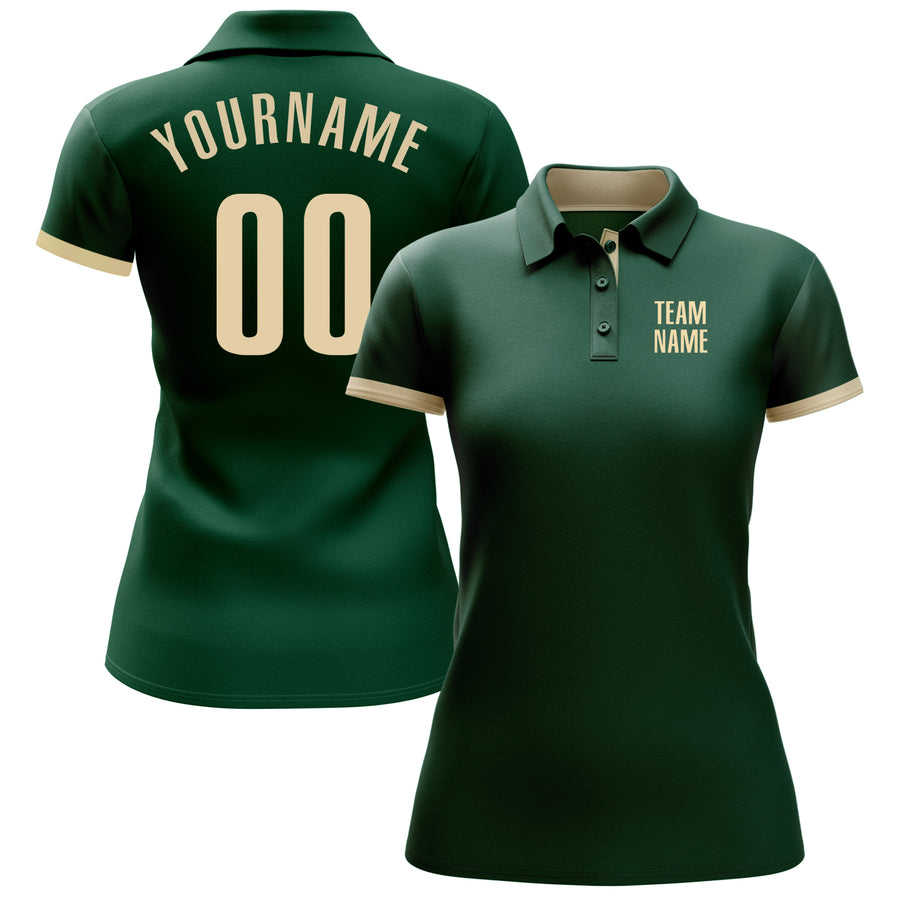 Custom Green Cream Performance Golf Polo Shirt