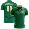 Custom Kelly Green Cream Performance Golf Polo Shirt