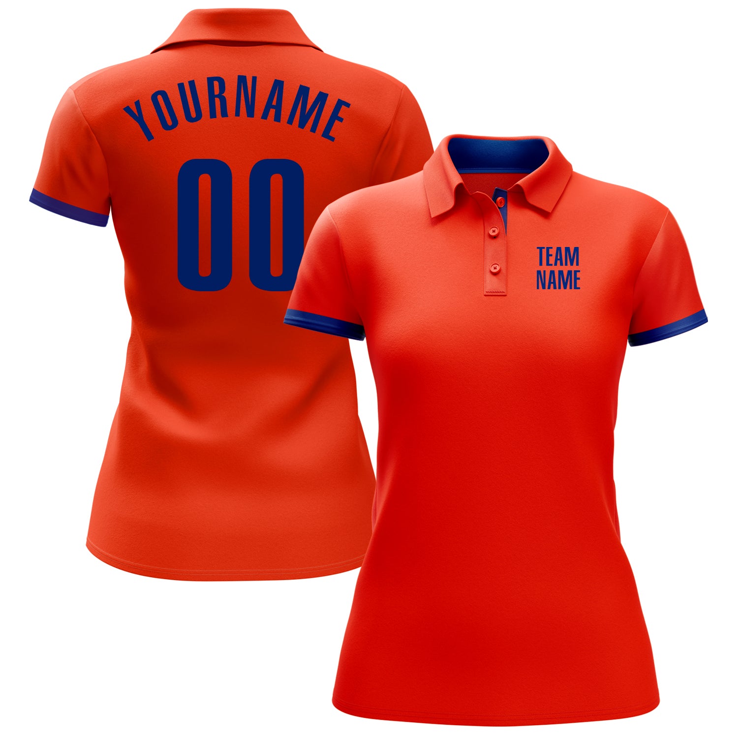 Custom Orange Royal Performance Golf Polo Shirt