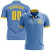 Custom Light Blue Yellow Performance Golf Polo Shirt