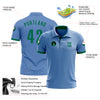 Custom Light Blue Kelly Green Performance Golf Polo Shirt