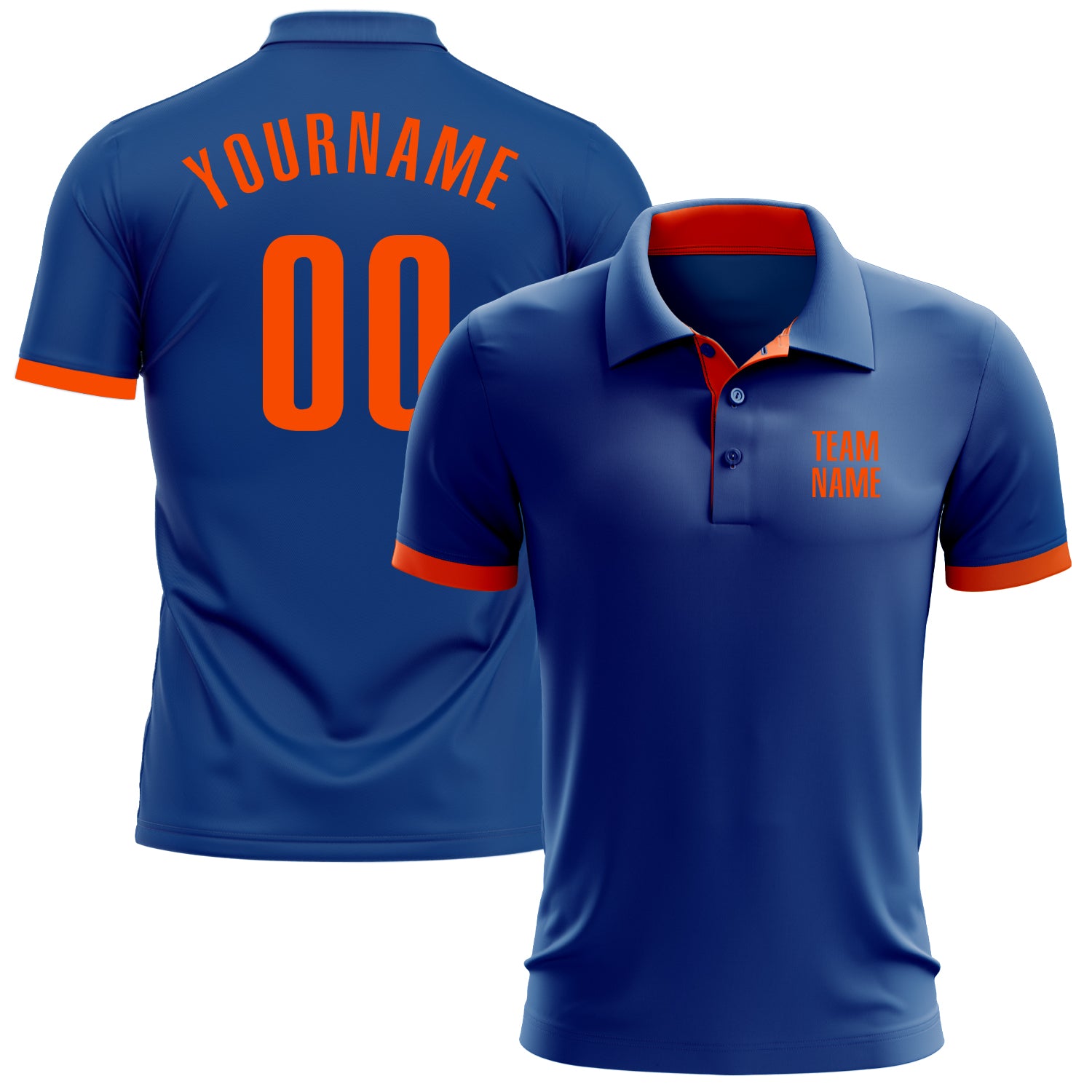 Custom Royal Orange Performance Golf Polo Shirt