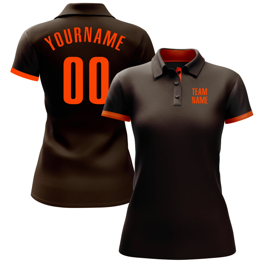 Custom Brown Orange Performance Golf Polo Shirt